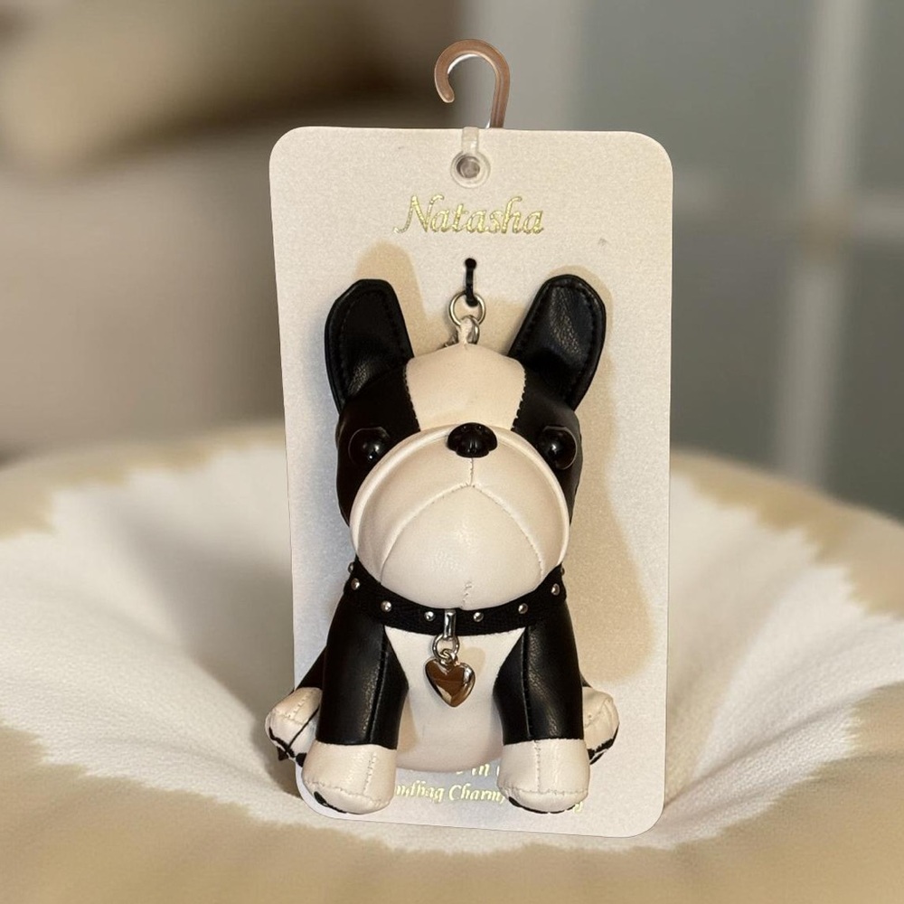 Natasha Couture French Bulldog Bagcharm/Keychain with Silvertone hardware